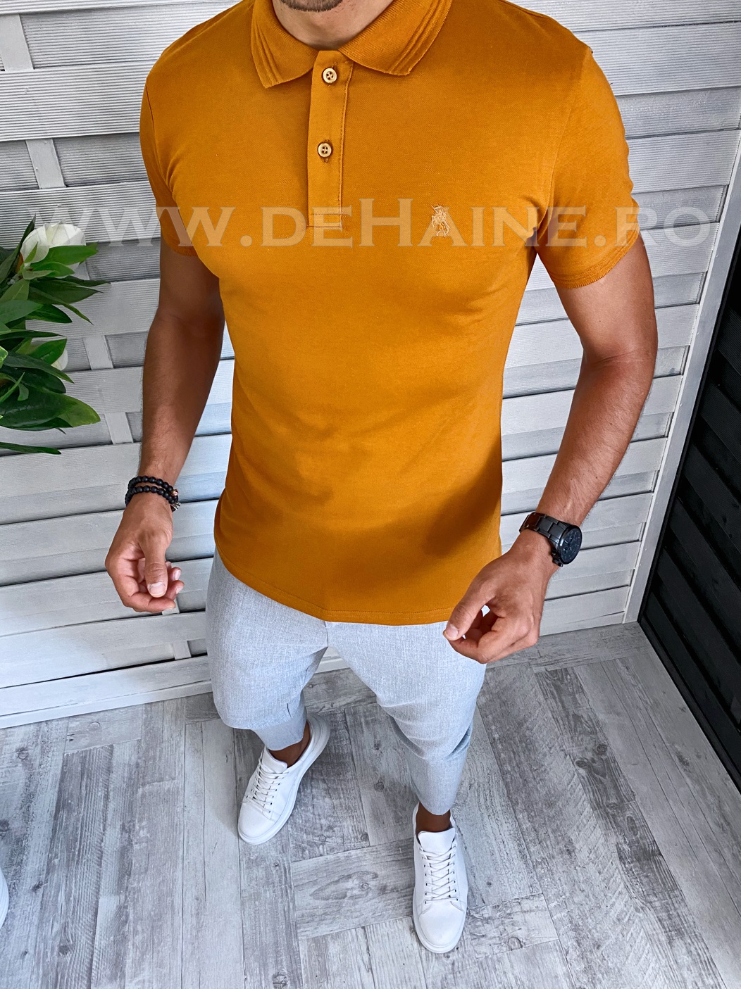Tricou barbati maro slim fit b2179 p16-3
